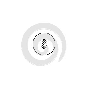 Money outline vector sign. Outline Coin Icon. Line money symbol for web site design, logo, app, UI. Editable stroke