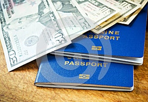 Money and passports for travel