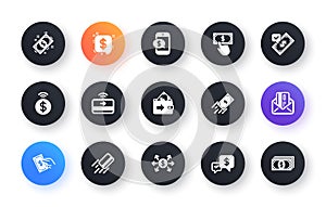 Money payment icons. Accept transfer, Pay by Phone and Credit card. Classic icon set. Vector