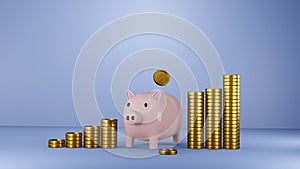 Money Piggy bank creative business concept. Realistic 3d design.