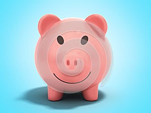 Money Piggy Bank 3d render on blue background