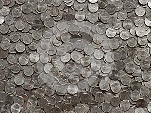 Money Pile of Shiny Silver Nickels