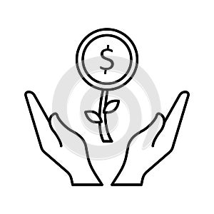 Money plant with hands Vector Icon which can easily modify or edit