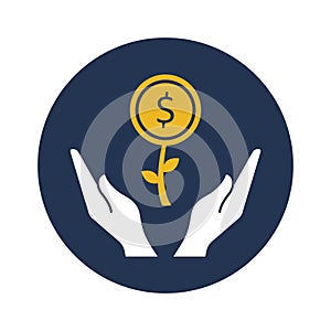 Money plant with hands Vector Icon which can easily modify or edit