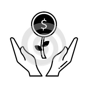 Money plant with hands Vector Icon which can easily modify or edit