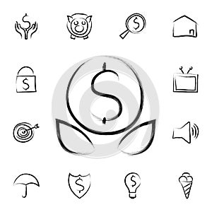 money plant sketch style icon. Detailed set of banking in sketch style icons. Premium graphic design. One of the collection icons
