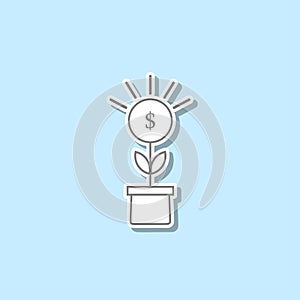 Money plant sticker icon. Simple thin line, outline vector of web icons for ui and ux, website or mobile application