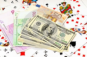 Money and playing cards