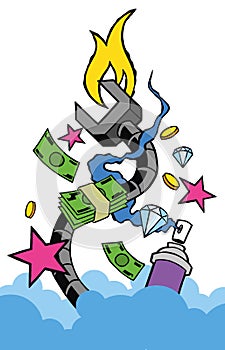 Money power graffiti vector background