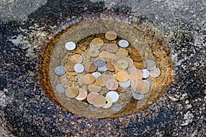 Money for praying at the Japanese temple