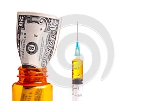 Money in a prescription Medicin Bottle