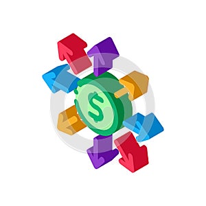 Money prevalence everywhere isometric icon vector illustration