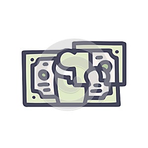 money puzzle color vector doodle simple icon