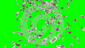 Money Rain on a Green Background. Seamless Looped 3d Animation. Ultra HD 4K 3840x2160