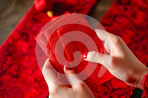 Money in red envelopes to be distributed for good luck during Chinese New Year
