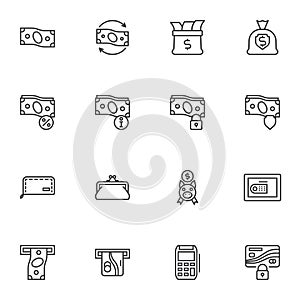 Money related line icons set