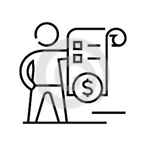 Money repeipt line icon, concept sign, outline vector illustration, linear symbol.