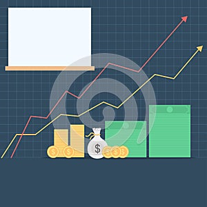 Money and rising arrows graph