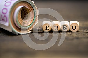 Money role with word euro
