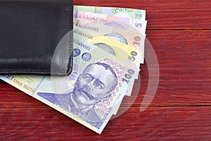 Money from Romania in the black wallet