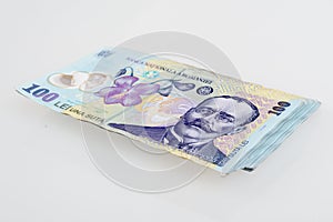 Money Romanian 100 Leu Stack
