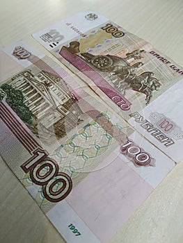 Money. Russian hundred rubles. Currency. Rubles of the Bank of Russia. Currency of the Russian Federation