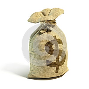 Money sack full of dollars with dollar sign 3d rendering