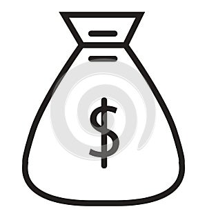 Money Sack Isolated Vector icon that can be easily modified or edit