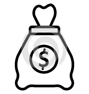 Money Sack Isolated Vector Icon That can be easily Modified or Edited.