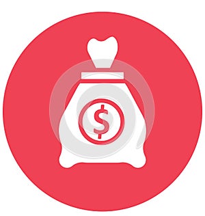 Money Sack Isolated Vector Icon That can be easily Modified or Edited.