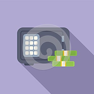 Money safe for collateral icon flat vector. Personal investment