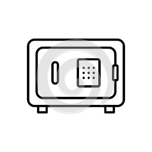 Money safe and Locker line icon. Bank safe box and strongbox vector outline sign