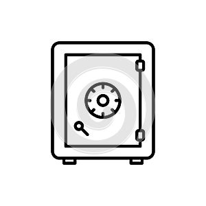 Money safe and Locker line icon. Bank safe box and strongbox vector outline sign