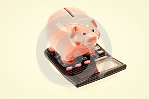 money saving. Accounting and payroll. income capital management. planning and counting budget. moneybox with calculator