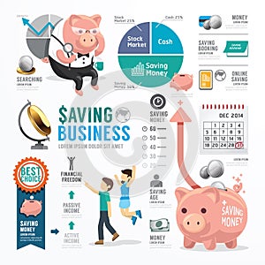 Money Saving Business Template Design Infographic . Concept