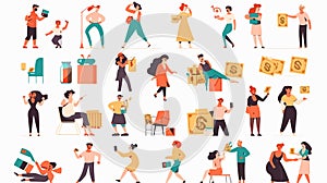 Money Saving Characters for Financial Concepts photo