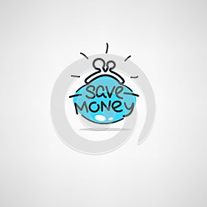 Money saving, vector doodle atr icon, label, emblem,