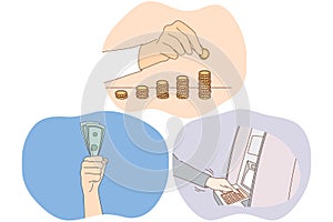 Money savings, earning financial wealth concept
