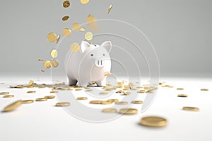 Money savings and savings, gold coins and piggy bank. Generative ai