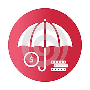 Money security white glyph with color background vector icon which can easily modify or edit