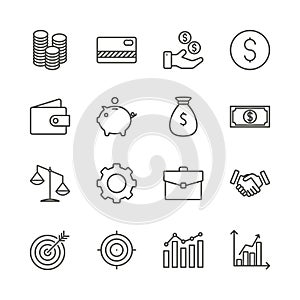 Money set icon vector. Outline finance collection. Trendy flat b