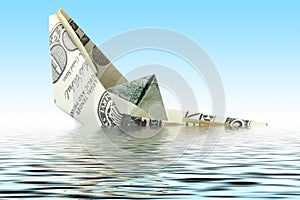 Money ship in water