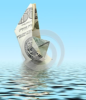 Money ship in water