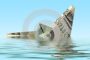 Money ship in water