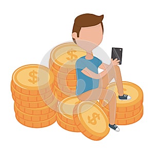 Money and shopping online icon set