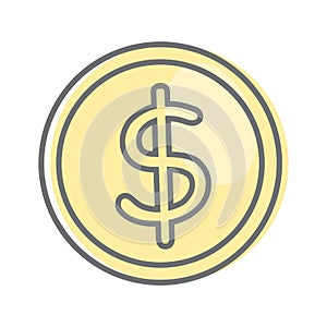 Money Sign Isolated. Dollar Coin. Video Marketing.