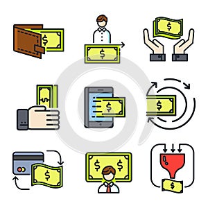 Money Simple Icon Color Illustration