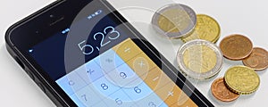 Money and smartphone calculator