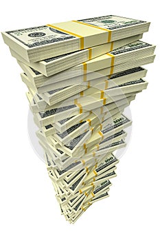 Money stack from dollar isolated on transparent png background. Dollar finance