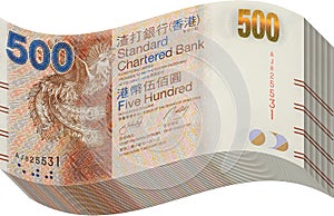 Money stack of Hong Kong five hundred